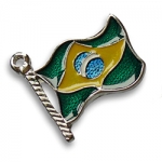 Chav. Medalha ou Pingente COD 518 - Bandeira Brasil - resina 1 lado