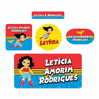 Kits de Etiquetas Escolares KIT AD011 - kit Etiqueta Tema Mulher Maravilha