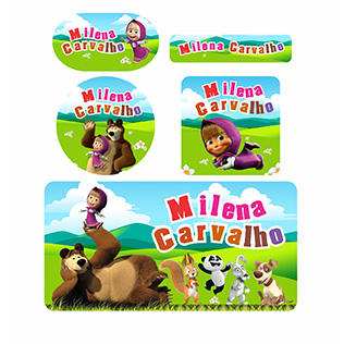 Kits de Etiquetas Escolares KIT AD017 - kit Etiqueta MARSHA E O URSO - 1 Unidades